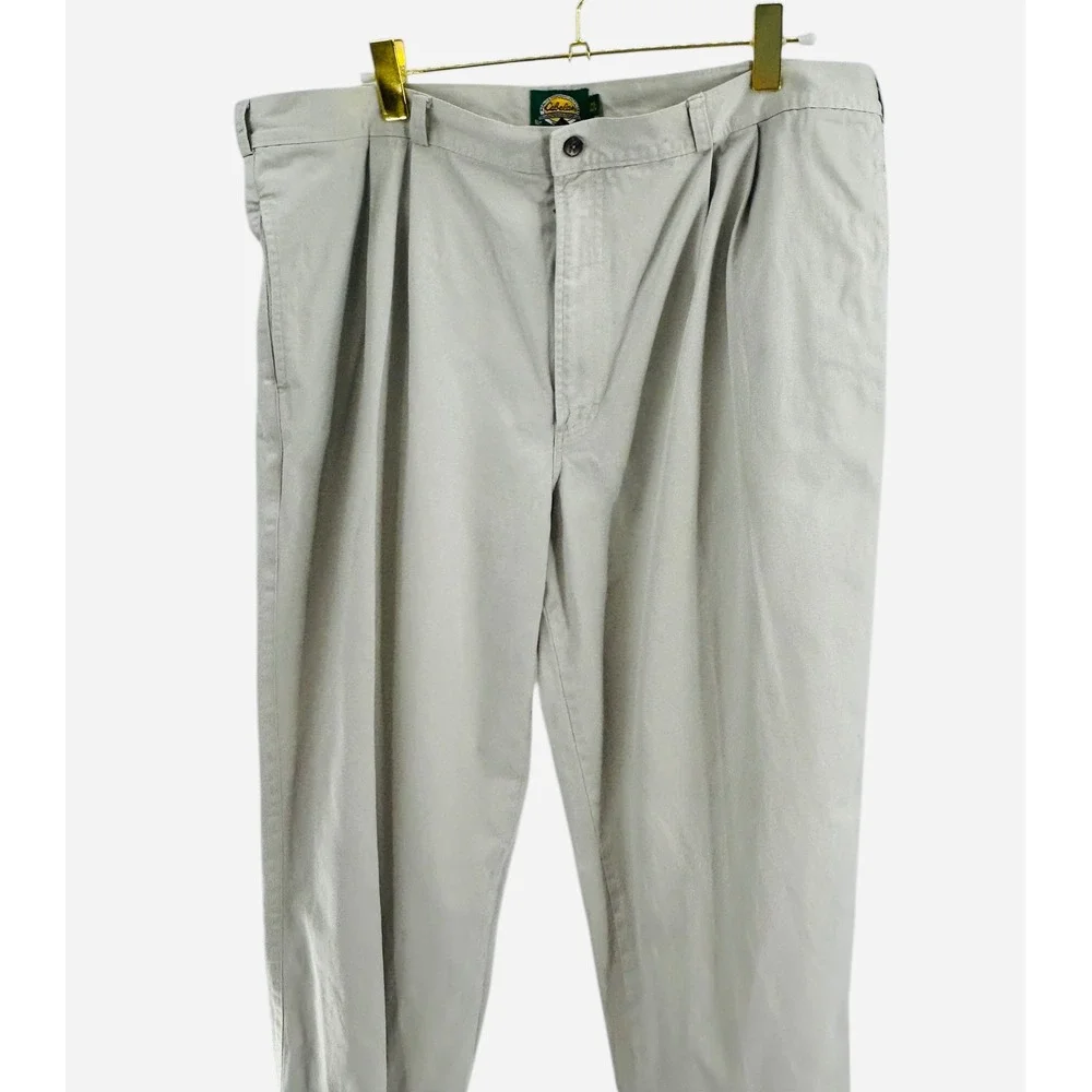 Cabela's Mens 44 Regular Beige Pleated Cotton‎ Outdoor Casual Pants